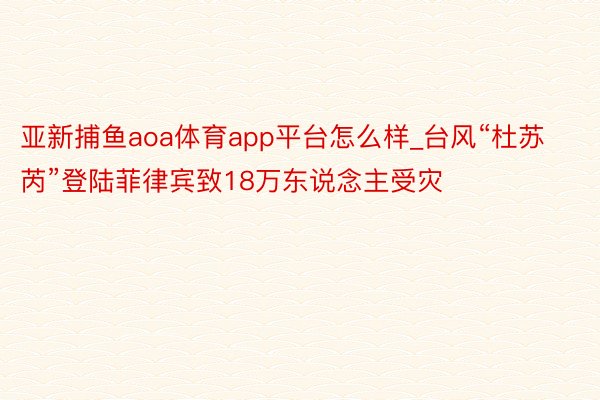 亚新捕鱼aoa体育app平台怎么样_台风“杜苏芮”登陆菲律宾致18万东说念主受灾