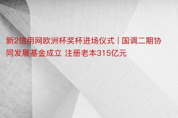 新2信用网欧洲杯奖杯进场仪式 | 国调二期协同发展基金成立 注册老本315亿元