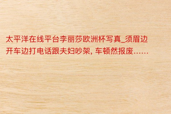 太平洋在线平台李丽莎欧洲杯写真_须眉边开车边打电话跟夫妇吵架, 车顿然报废……