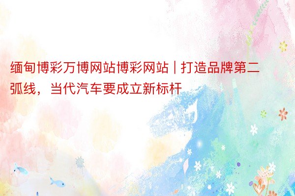 缅甸博彩万博网站博彩网站 | 打造品牌第二弧线，当代汽车要成立新标杆