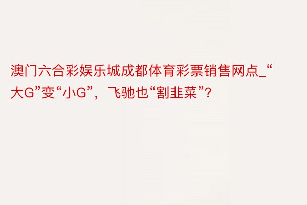 澳门六合彩娱乐城成都体育彩票销售网点_“大G”变“小G”，飞驰也“割韭菜”？