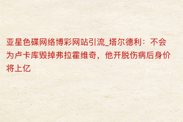 亚星色碟网络博彩网站引流_塔尔德利：不会为卢卡库毁掉弗拉霍维奇，他开脱伤病后身价将上亿