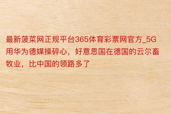 最新菠菜网正规平台365体育彩票网官方_5G用华为德媒操碎心，好意思国在德国的云尔畜牧业，比中国的领路多了