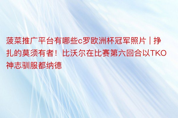 菠菜推广平台有哪些c罗欧洲杯冠军照片 | 挣扎的莫须有者！比沃尔在比赛第六回合以TKO神志驯服都纳德