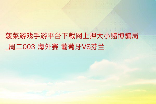 菠菜游戏手游平台下载网上押大小赌博骗局_周二003 海外赛 葡萄牙VS芬兰