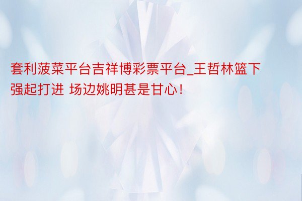 套利菠菜平台吉祥博彩票平台_王哲林篮下强起打进 场边姚明甚是甘心！