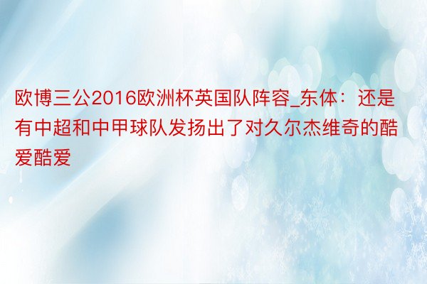 欧博三公2016欧洲杯英国队阵容_东体：还是有中超和中甲球队发扬出了对久尔杰维奇的酷爱酷爱